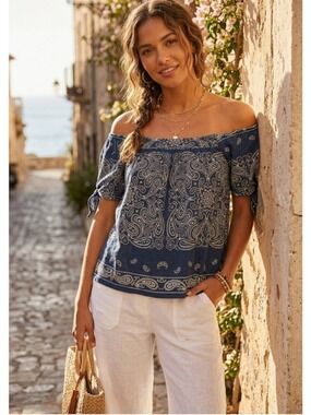 Ralph Lauren Cotton Floral Women's Slit Sleeve